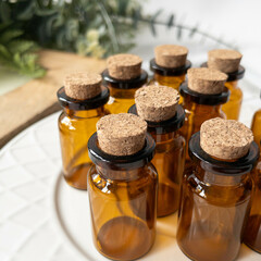 Баночки-бутылочки прозрачные, темное стекло, 2,2*4 см, набор 10 штук