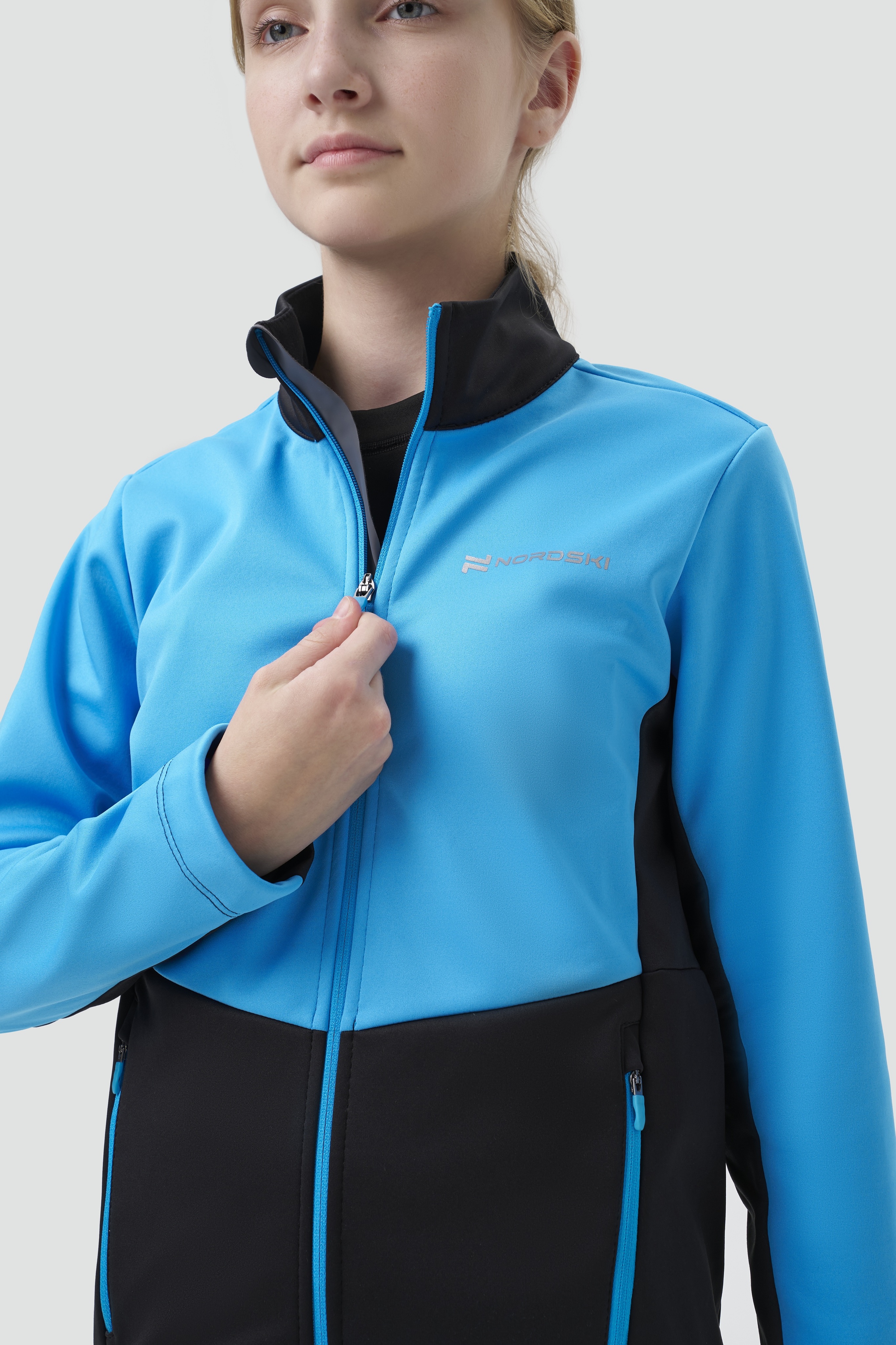 Детский тренировочный лыжный костюм Nordski Jr. Advance light blue-black - 7