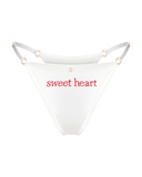 трусы стринги из натурального шелка с надписью Sweet heart белые