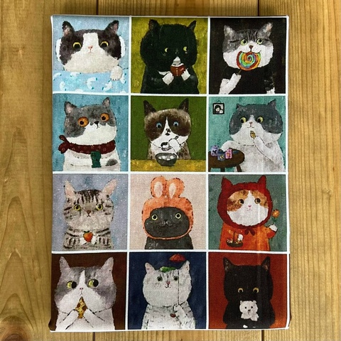 Купон 60 x110 cm, ЗАБАВНЫЕ МИНИ КОШКИ, С ЛЕДЕНЦОМ, СЕРО-ЗЕЛЕНАЯ КЛЕТКА 12 рядов