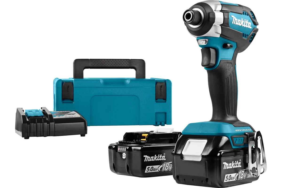 Шуруповерт аккумуляторный ударный бесщеточный Makita18В, 18В,1x5Ач, Li-ion,0-3400об\м,6-ти гр1\4",1.3кг,кейс,170Нм,М5-М16 DTD153RT