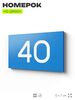 Табличка с номером 40 на дверь квартиры, для офиса, кабинета, аудитории, склада, голубая 120х70 мм, Айдентика Технолоджи