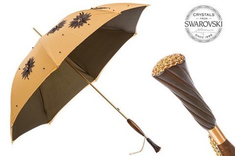 Зонт-трость Pasotti- Umbrella with Hand Applied Sunflowers and Swarovski® Handle, Double Cloth, Италия.