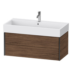 Duravit XViu XV43370B221 Тумба подвесная 397x984x454мм, для раковины #235010, 2 ящика, цвет: walnut dark/черный матовый фото