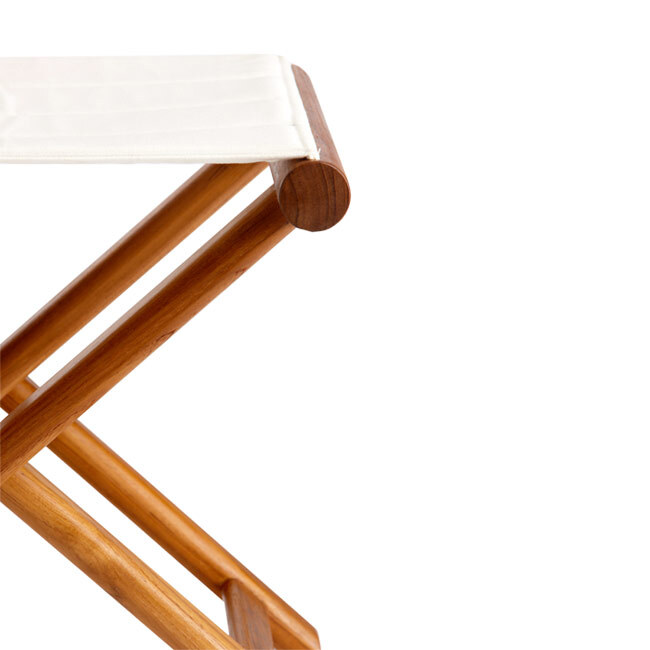 Folding stool, teak – navy blue, Marine Business