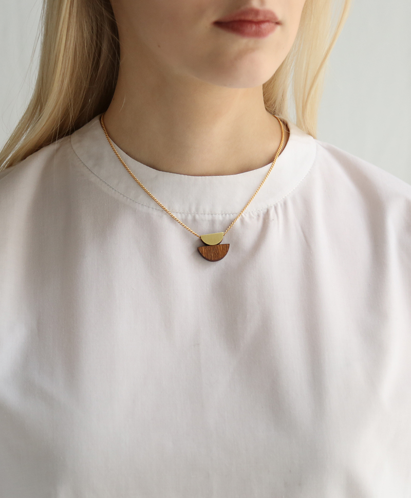 Подвеска Double Crescent Necklace Wood