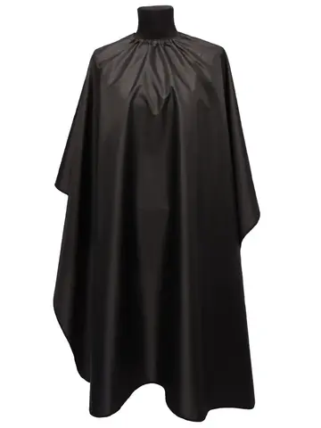Пеньюар парикмахерский для стрижки и окрашивания 160*140 см, нейлон, memory fabric, на кнопках, черный без логотипа