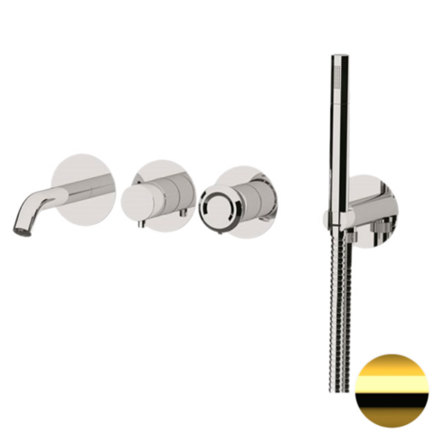 Remer Element ET53D2PDO Смеситель для ванны с душевым набором, цвет: золото