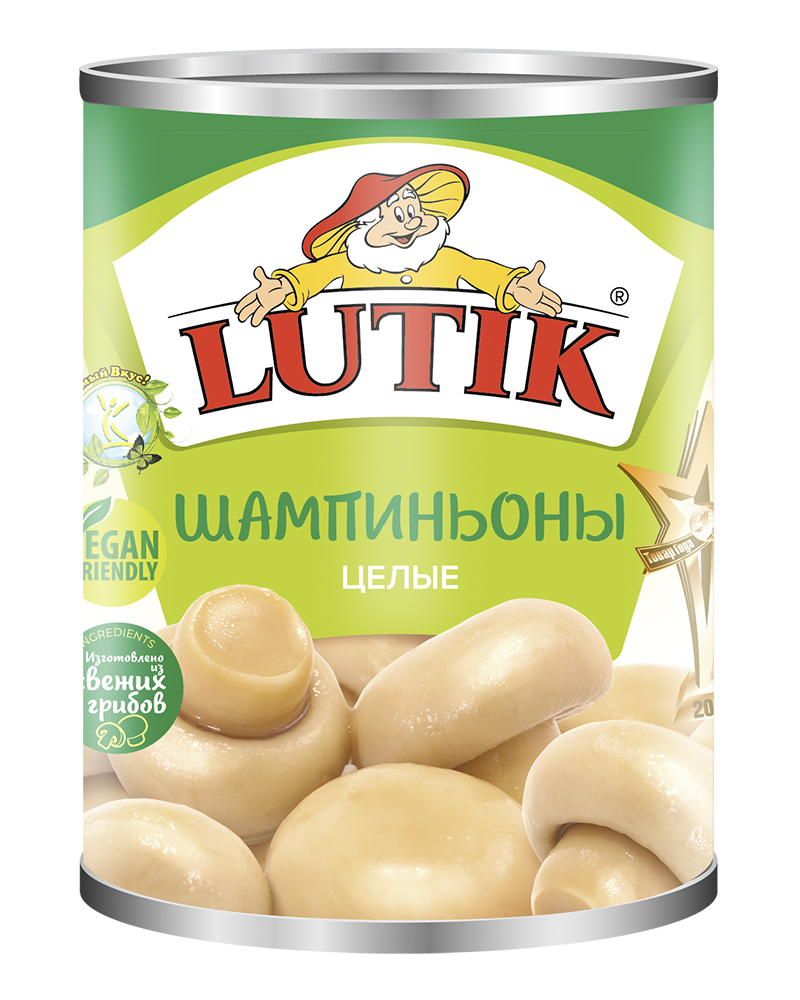 Шампиньоны целые Lutik, 3000 мл.