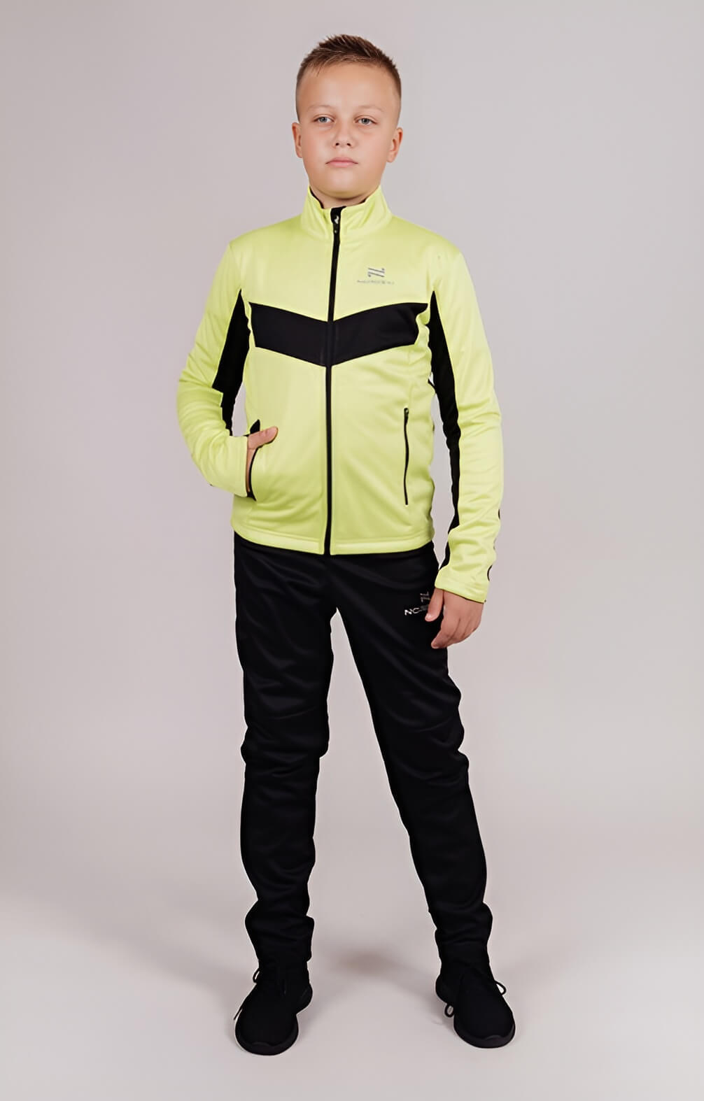 Детская утепленная разминочная куртка Nordski Jr Base lime-black - 6