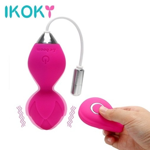 Вибрационное яйцо - тренажер Кегеля IKOKY, с дистанционным управлением, USB- зарядка
