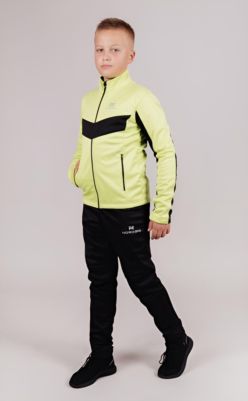 Детская утепленная разминочная куртка Nordski Jr Base lime-black - 7