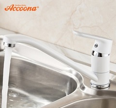 Смеситель для кухни однорычажный белый Accoona A4166G
