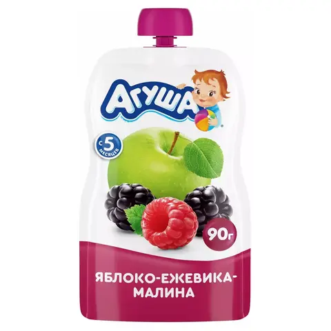 Пюре АГУША ежевика-малина д/п 90г