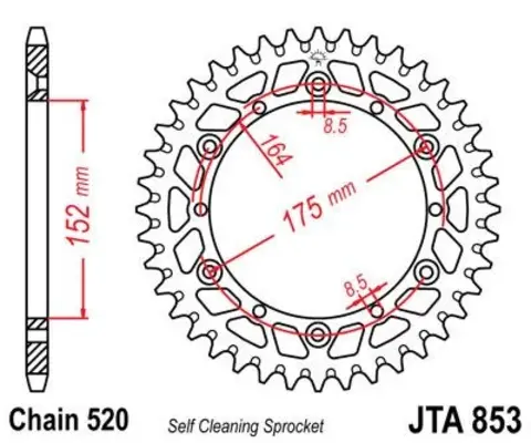 Звезда ведомая алюминиевая JTA853 51BLK