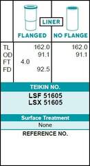 Гильза блока цилиндров TEIKIN LSX51605 (4шт/упак) не хонингованная