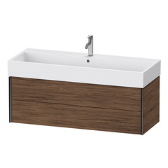 Duravit XViu XV43380B221 Тумба подвесная 397x1184x454мм, для раковины #235012, 2 ящика, цвет: walnut dark/черный матовый фото
