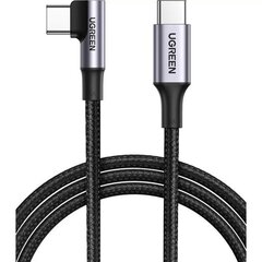 Кабель UGREEN US334 USB-C 2.0 to Angled USB-C Braided Cable With Aluminium Shell: 2м, черный