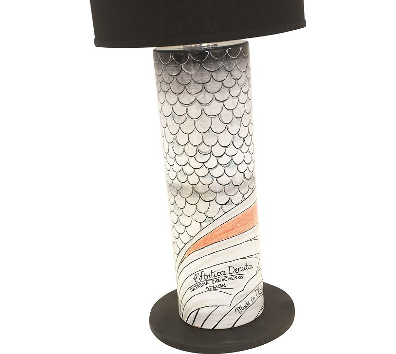 Ceramic lamp with black shade Flying Fish collection