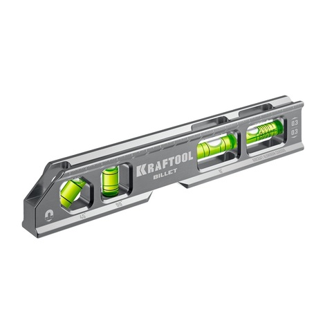 KRAFTOOL BILLET-20, 8 в 1, 200 мм, точность 0.3 мм/м, 4 глазка, брусковый магнитный уровень (34790)