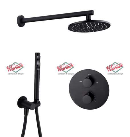 Душевой термостатический комплект Warmer Black Line  400300-12D Termo
