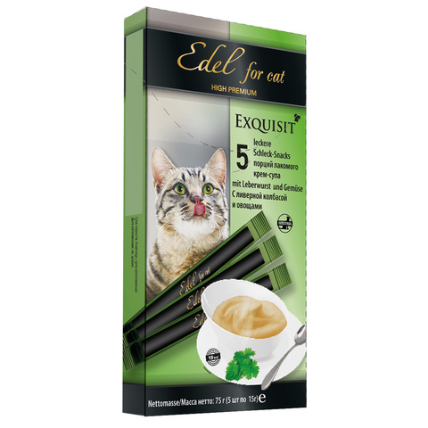 Edel Cat лакомство для кошек крем-суп с ливерной колбасой и овощами 15г