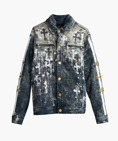 The Saints Sinphony | Куртка джинсовая мужская CROSSES JACKET DARK BLUE TJ057 перед