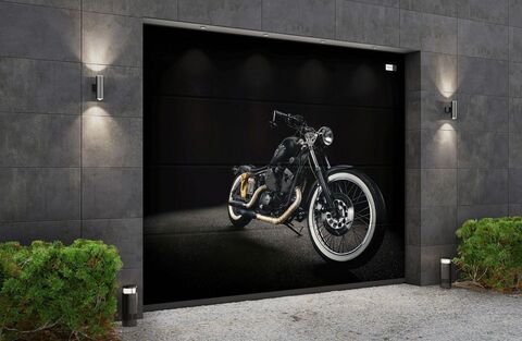 Автоматические ворота Алютех Prestige 3000х2250 L-гофр, цифровая печать, тематика (Техника)