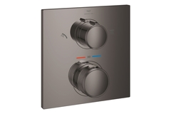 GROHE Allure 29181A02 Внешняя часть термостата для душа скрытого монтажа на 2 потребителя, квадратная, темный графит глянец фото