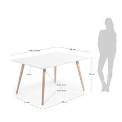 Обеденный стол QUATRE 140 (220) x90 с матовой белой столешницей