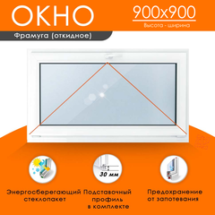 Пластиковое окно 900 х 900 фрамуга ТермА Эко + Москитная сетка