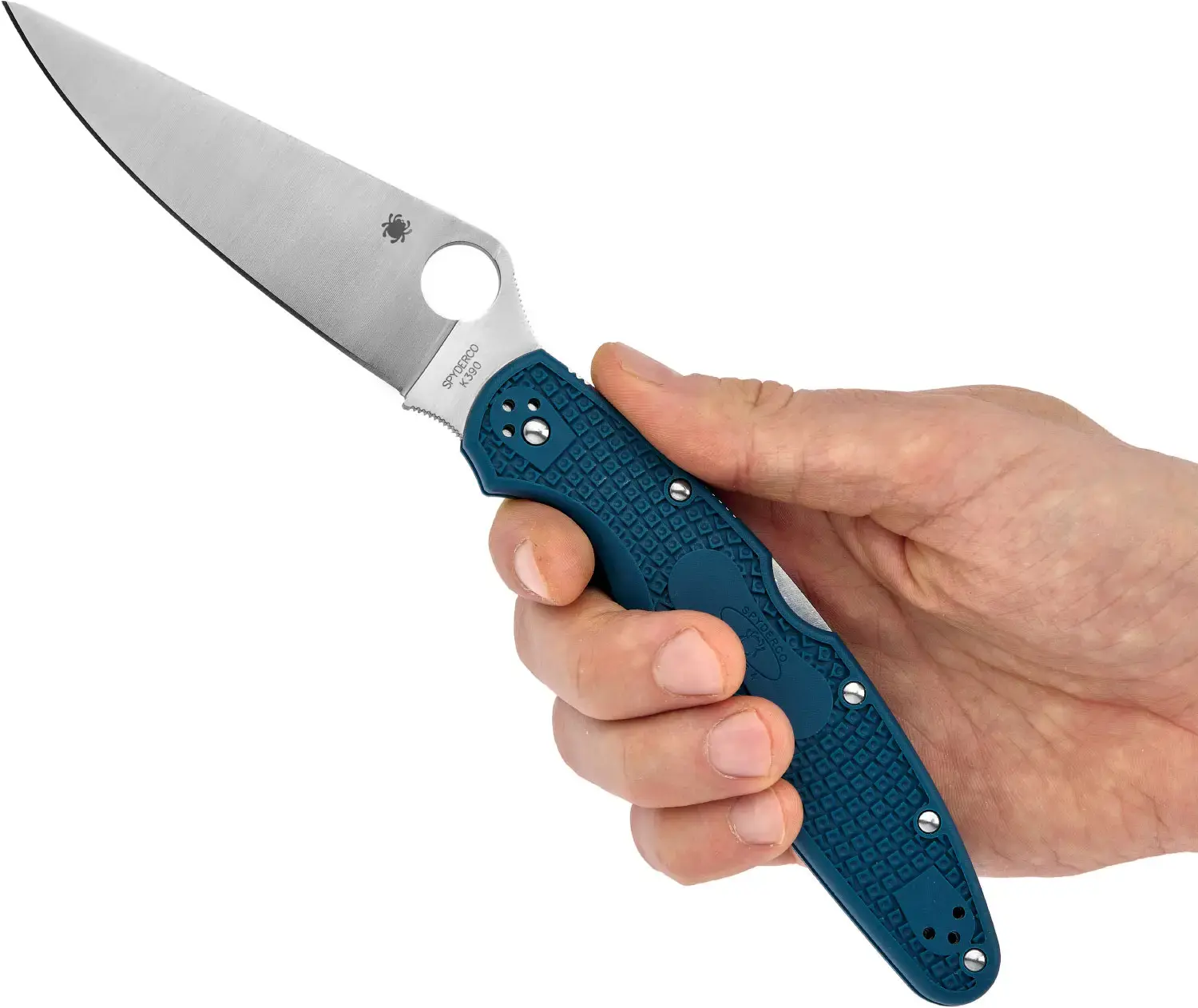 Складной нож Spyderco Police 4 LTW сталь K390, рукоять FRN голубая