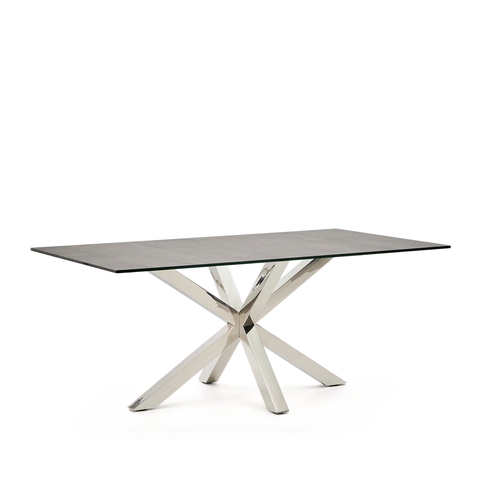 Фото: Arya Cтол обеденный 180x100 нержавеющая сталь с керамической столешницей Iron Moss - основной вид