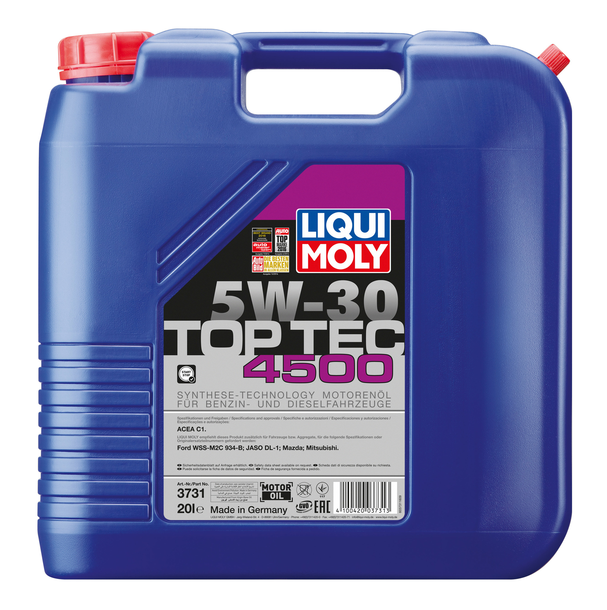 Масло моторное Liqui Moly Top Tec 4500 5W30 НС-синтетическое, 20л