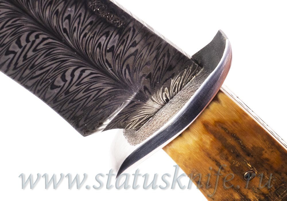 Нож Kevin Casey Feather Damascus Fixed Blade