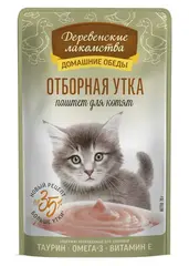 Деревенские лакомства пауч для котят Отборная утка паштет 70 г