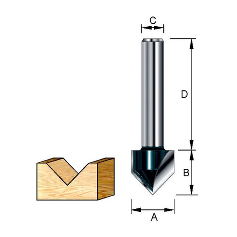 Фреза для V-образных пазов 15,9х38х12,7х12 мм; 90° Makita D-10718