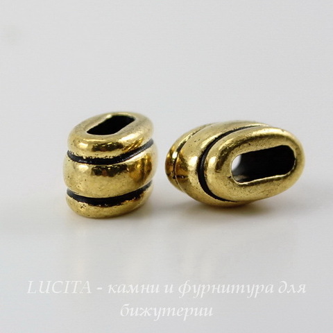 Бусина для шнура 6х2 мм TierraCast "Deco Barrel" 11х6х6 мм (цвет-античное золото) ()