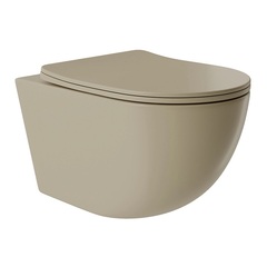 Aqueduto OVO OVOT2160 Унитаз подвесной 525x360 безободковый Tornado с сиденьем с микролифтом песчаный матовый фото