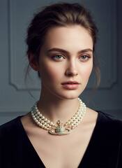 Колье трехрядное из жемчуга с подвеской планетой WESTWOOD