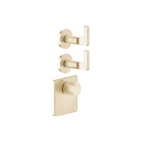 Gessi Inciso 58214#246 Встраиваемый термостатический смеситель на 2 источника, резьба 3/4" (внешние части), цвет: золото