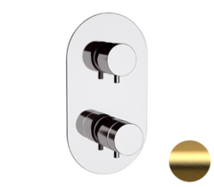 Remer Minimal Thermo NT93BG Смеситель для ванны/душа термостат на 3 потока скрытый монтаж (скрытая часть в комплекте), цвет: золото брашированное фото