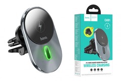 Держатель c беспроводной зарядкой в воздуховод Hoco CA91 (MagSafe) 15W магнитный черный