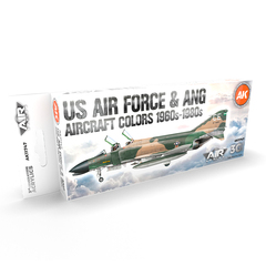 Набор красок AK interactive US Air Force & ANG Aircraft Colors 1960s-1980s Set 3G, 8 красок