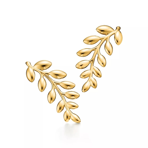 Серьги из жёлтого золота 18k, Tiffany 🌿 Olive Leaf Large