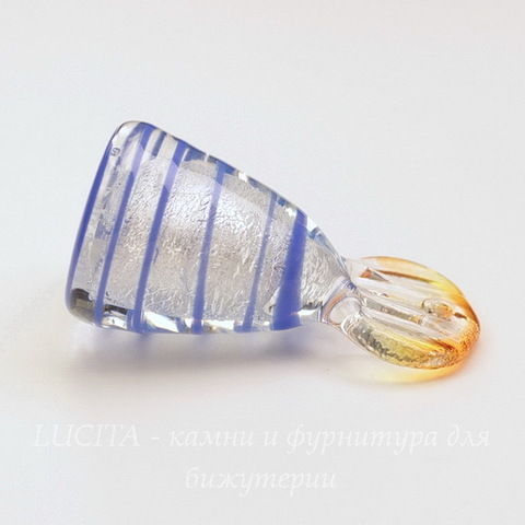 Кулон Лэмпворк "Конфетка синяя" 36х19 мм