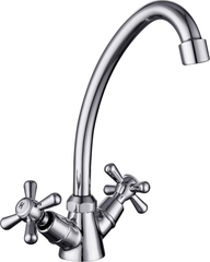 Lemark LM6040C Смеситель для кухни с поворотным изливом, двуручковый, высота излива 21 см, длина 15 см, латунь/хром фото