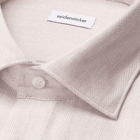 Сорочка мужская Seidensticker Slim Fit 01.845463-06 бежевая из тонкой фланели