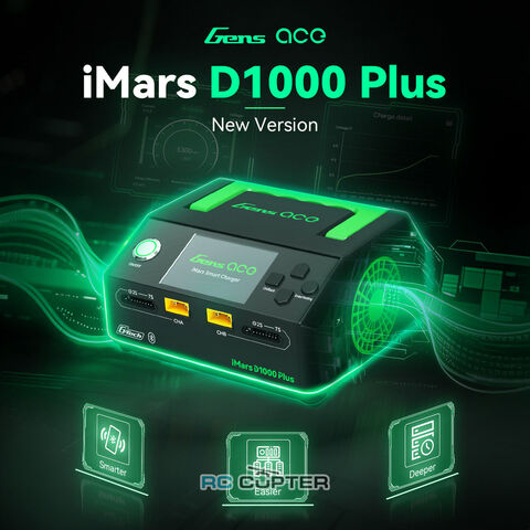 Зарядное устройство Gens ace iMars D1000 Plus | два канала | AC 1000 Вт (25A x2 | 500W x2) | G-Tech | 1-7S Bluetooth | SKU: GEAD1000 Plus