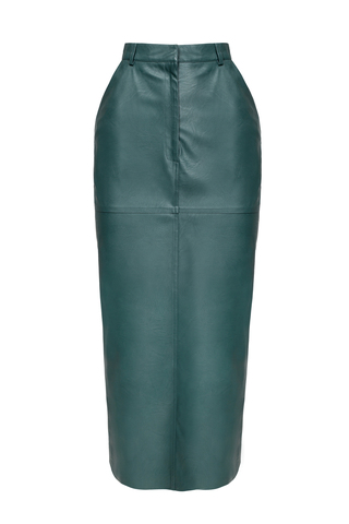 Юбка миди "Leather classic" из экокожи с разрезом